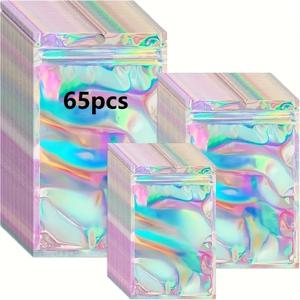 TEMU 65개 투명 재밀봉 가능 백, 투명 창이 있는 재사용 가능한 지퍼락 백, 보관 백, 주얼리 포장 백, 네일 아트 밀봉 백, 선물 포장 백, 공구 보관 백