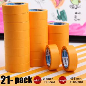 TEMU 특가 팩 14롤 (21롤 중), 일본 와시 테이프, 폭 1.8Cm, 색상 분리용 오렌지 마스킹 테이프, 전문가용 페인팅 마스킹 테이프, 모델 스프레이, 공예, 잔여물 없음