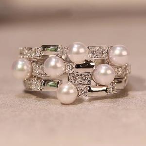 TEMU 특별한 우아함 인레이 모조 진주 반지 여성용 데일리 선물 연회 웨딩 패션 반지 주얼리