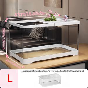 TEMU 새로운 중~대형 벚꽃 트리 수족관 세트 (거실용), 골드피쉬 수족관 및 베타 물고기 수족관 포함, 수경 재배 식물 포함