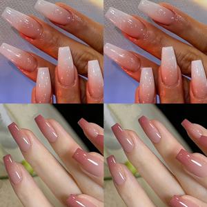 TEMU 96개 ARTAUG 아크릴 프레스온 네일 - 미디엄 길이 코핀/발러 쉐입 누드 그라데이션 광택 인조네일 - 파티, 데이트, 데일리웨어용 DIY 탈부착 인조네일 (96개)