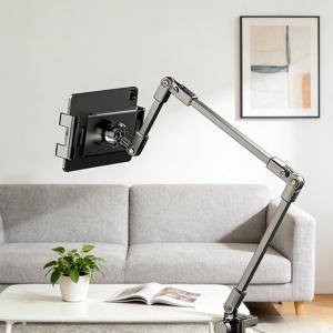 TEMU 태블릿 및 휴대폰용 접이식 3단 기계식 암 스탠드, 360° 회전 베이스가 있는 조절 가능한 탄소강 클립 홀더, 보관 용이, 게으른 사용자를 위한 범용 탁상 및 침대 옆 스탠드