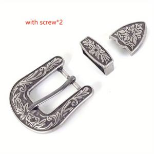 TEMU 빈티지 조각 금속 아연 합금 수제 가죽 벨트 버클 1개, 합금 재질로 제작, 서부 3피스 벨트 버클, 3갈래 버클에 엠보싱 처리, 나사 포함 대형 및 와셔 포함 소형 두 가지 사이즈로 제공