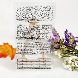 TEMU 카드 만들기와 앨범 장식을 위한 벽 배경 투명 스탬프, DIY 스크랩북을 위한 테두리 벽 클리어 고무 스탬프 도장
