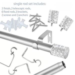TEMU 18~120인치 창문에 적합한 은박 디자인 커튼봉. 1인치 직경의 튼튼한 구조를 특징으로 합니다. 이 현대적인 조절식 커튼봉은 투명한 원통형 금박 삽입이 포함되어 있습니다.