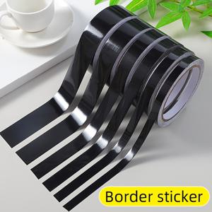 TEMU 1 롤 현대 블랙 PVC 자체 접착 엣지 트림 테이프, 다중 너비, 10m 길이, 창, 캐비닛, 문, 벽, 천장 장식용 광택이 있는 수리