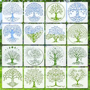 TEMU 16가지 나무 모양의 스테인츠, 나무의 생명과 작은 팜 식물 템플릿을 포함하여, 캔버스, 벽, 바닥을 장식하기에 적합하며, DIY 아트 크래프트 및 장식에도 사용할 수 있습니다.