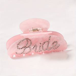 TEMU 1개 우아한 라인스톤 포니테일 홀더 - 편안한 그립의 반짝이는 대형 헤어 클립, 여성용 핑크 헤어 액세서리, 일상 착용 및 선물 아이디어, 스타일리시 헤어피스, 라인스톤 장식