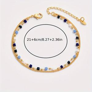 TEMU 스타일 수제 비즈 앵클릿, 멀티 레이어 캔디 컬러, 여성용 여름 해변 휴가용