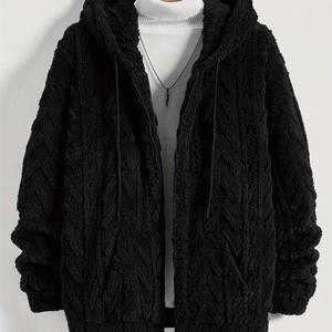 TEMU 웨이브 패턴 테디 양면 브러시드 따뜻한 지퍼 업 가디건|가디건