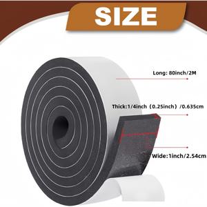 TEMU 폼 단열 테이프, 문과 창문에 사용되는 방풍 스트리핑 씰, 도어, 방음 도어 씰, 방풍 스트립 및 에어컨 씰. 블랙의 자체 접착 캡이 있는 테이프 롤을 줄이는 폼 캡 사이즈 테이프 리듀서 폼 단열 테이프 캡 사이즈