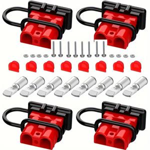 TEMU AGASHE 50암프 퀵 커넥터/디스커넥터, 6-12 게이지 배터리용, 밀봉 플러그 포함, 12V-36V 앤드슨 스타일 플러그, RV 및 트럭 윈치 케이블에 적합 - 총 4세트 (40개), 레드 색상