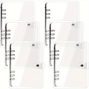 TEMU 조직용, Joumoswk 6개 A5 투명 PVC 바인더 - 부드럽고, 리필 가능한 6링 노트북 커버 스냅 클로저, 투명 루스리프 정리함, 9.3