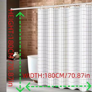 TEMU 세련되고 다재다능한 로맨틱한 격자 무늬 패턴의 샤워 커튼으로, 홈 데코에 적합합니다. 두꺼운 행잉 링이 함께 제공되며, 빠른 건조 속도를 갖습니다.|수건|샤워커튼