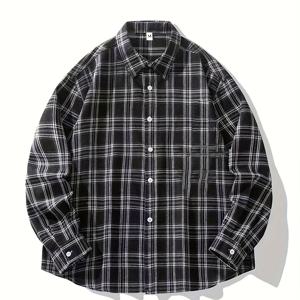 TEMU 새로운 남성용 컬러 블록 체크 셔츠