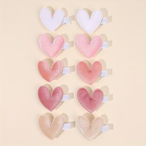 TEMU 데이용 하트 헤어핀 10개 세트 - 소녀용 미니 하트 장식 헤어클립, 수제 바레트, 어버이날 및 데이 헤어 액세서리