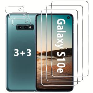 TEMU [3+3 팩] 갤럭시 S10E 스크린 보호 필름 + 카메라 렌즈 보호 필름, HD 강화 유리 필름, 9H 경도, 긁힘 방지, 쉬운 설치, 버블 프리, 삼성 갤럭시 S10E 스크린 보호 필름