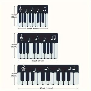 TEMU 1개 피아노 키보드 매트 - & 악기 디자인 미끄럼 방지 바닥 매트, 거실, 주방, 욕실, 헬스장, 게임 룸용 경량 간편 청소 매트 - 음악 애호가를 위한 완벽한 선물 (세탁기 사용 가능) - 엘레강트 도어, 홈 데코, 장식 매트