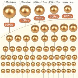TEMU 110개 골드 폼볼 케이크 세트, 크리스마스, 할로윈, 발렌타인데이 및 다양한 휴일 케이크 장식용