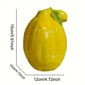 TEMU 1개 독특한 레몬 모양 세라믹 꽃병 | 예술적인 장식, 주방, 책장, 커피 테이블 센터피스용 옐로우 프렌치/지중해 스타일 꽃병 - NJCHARMS의 농가 스타일