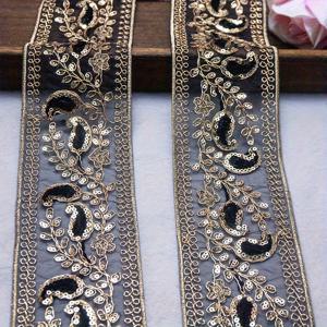 TEMU 새로운 에스닉 스타일 자수 시퀸 레이스 빈티지 골드 실 의류 커튼 모자 드레스 가방 블랙 액세서리 수제 DIY 의류 트림 리본