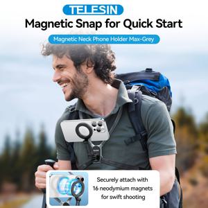 TEMU TELESIN 마그네틱 넥 브래킷 MAX 버전 | 첫인칭 시점을 위한 가슴 고정 브래킷, 낚시, 러닝, 라이딩, 라이브 방송 및 브이로그에 적합|휴대폰거치대