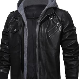 TEMU 남성 후드 재킷 - 풀 지퍼 앞면 클로저, 지퍼 포켓 - 일상 및 공식 행사용 경량 아우터 - 사무실, 파티, 파티 복장에 적합한 간편한 관리 남성 코트, 세련된 디자인, 튼튼한 구조, 오피스 웨어, 모던 코트