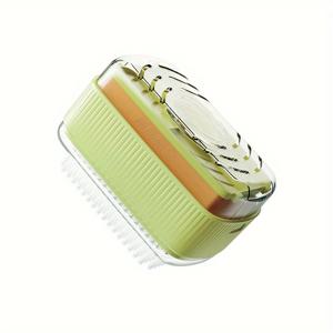 TEMU 롤링 휠이 있는 다기능 비누 디스펜서 & 홀더 - 폼 시스템, 내장형 세탁솔 수납, 샤워용 플라스틱 직사각형 욕실 수세미걸이, 욕실 카운터용 (손 문지름기가 없음)