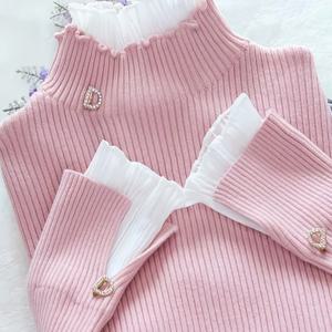 TEMU JWDX258 코어 스피닝 레이스 모크넥 여성 스웨터 탑, 가을/겨울용 루즈핏 안감