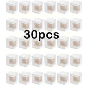 TEMU 20개/30개 투명 창이 있는 흰색 선물 상자, 4.13X4.33X4.88인치 - 종이 컵, 머그, 웨딩 답례품에 적합