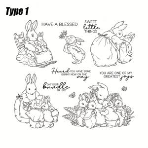 TEMU 스크랩북, 저널링 및 공예용 1개 토끼 클리어 스탬프 - 귀여운 동물 테마 투명 스탬프와 영감을 주는 문구, DIY 프로젝트 및 창의적인 장식에 완벽한, 공예 재료 | 재미있는 디자인 | 내구성 있는 스탬프, 토끼 액세서리