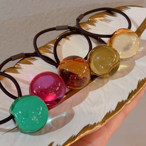 TEMU 고무줄 머리끈 투명 젤리볼 고탄력 내구성 머리고리 여름 신상 고급스러운 머리끈