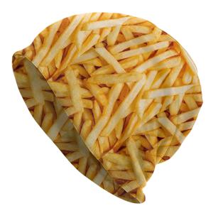 TEMU 남성용 프렌치 프라이 프린트 비니 모자, 폴리에스터 95% 엘라스테인 5% 스컬캡, 힙합 니트 비니, 프리사이즈