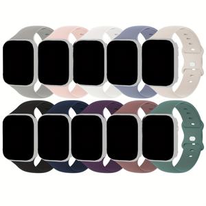 TEMU 10개 애플워치 소프트 스포츠 밴드 - 방수, 나비버클로 간편한 설치 - 38mm~49mm SE/10/9/8/7/6/5/4/3/2/울트라 시리즈용, 여성과 남성을 위한 교체형 밴드, 피트니스 액세서리, 데일리웨어 밴드, 슬림하고 편안한 착용감, 유연한 밴드, 방수 소재, 스마트워치 액세서리, 활동적인 라이프스타일, 헬스장 사랑하는 사람들에게 딱!