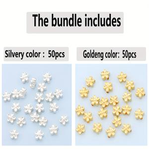 TEMU 100개/50개 5mm 매화 모양 스페이서 비즈 대형 구멍 중공 루스 비즈 다섯 꽃잎 패턴 양면 열쇠꽃무늬 비즈 DIY 팔찌, 목걸이, 발찌, 귀걸이, 헤어 액세서리, 펜던트, 직조 재료, 폰 체인, 키체인, 공예 주얼리 액세서리용|피어싱