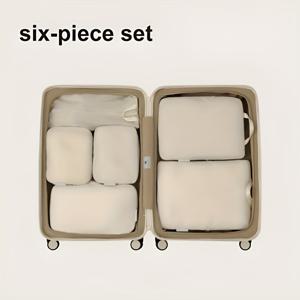 TEMU 6개입 압축 패키징 큐브 - 내구성 폴리에스터 섬유, 가벼운 여행용 정리함, 캐리어 및 의류 분류용 6가지 사이즈 분리 보관백|수납정리함