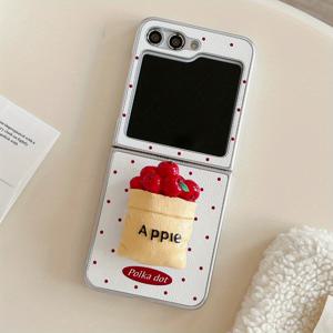 TEMU 폰 케이스: 실버리 가죽 패턴 화이트 베이스 레드 폴카 도트 폰 케이스, 풀바디 충격 방지 보호 커버, 갤럭시 Z 플립3, Z 플립4, Z 플립5, Z 플립6용 크리에이티브 니치 디자인