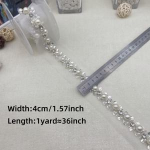 TEMU 1야드/36인치 새로운 메쉬 진주 시퀸 리본 핸드비즈 레이스, 블랙 & 진주 비즈 레이스 트림, 웨딩드레스 한푸 장식 액세서리, 비즈 레이스 리본 어플리케 재봉 공예 비즈 패브릭 장식, 핸드시운 진주 의류 액세서리 DIY 의류 칼라 트림 - 조각, 웨딩드레스 및 의류 공예, 재봉 공예에 적합