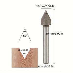 TEMU PTA 60° V-Bevel 카비드 엔드 밀 비트 - 목공, 금속공예 및 CNC 기계용 정밀 조각 및 인크루션 도구, 1/4