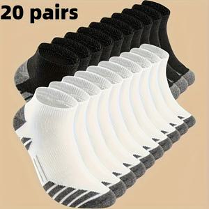 TEMU 남성용 방취 및 수분 흡수 저컷 양말 20켤레 - 일상 착용, 스포츠 및 야외 활동을 위한 통기성 사계절 편안함 - 단색