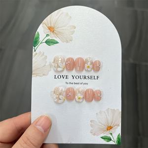 TEMU 10개입 핸드프레스 네일, 숏 발레 데일리 핸드페인팅 플라워 핑크 인조 네일팁, 크리스마스, 새해 선물 등에 적합|네일팁