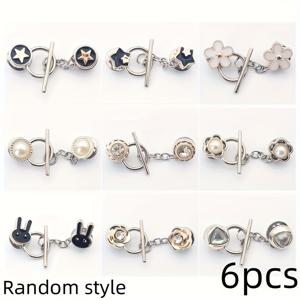 TEMU 여성용 탈착식 의류 버클 6개 세트, 봉제 불필요, 노출 방지 옷 칼라 고정 장식 버클, 창의적인 숄 핀, 옷 칼라, 소매, 스커트에 적합, 가족 및 친구 선물용 (랜덤 스타일)