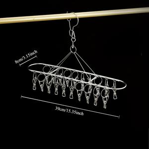 TEMU 컴팩트 스테인리스 스틸 옷걸이, 다용도 건조대 - 발코니 사용에 적합, 미끄럼 방지 및 자국 없음. 클립 포함, 옷핀 제공