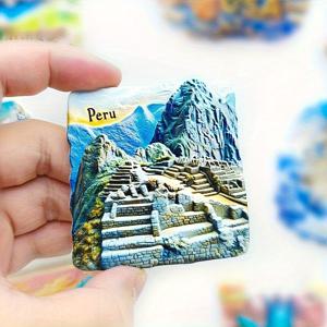 TEMU 1개 3D 냉장고 자석 마추 픽추, 페루, 가정 장식 및 여행을 위한 독특한 문화 및 창의적인 기념품