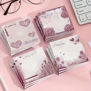 TEMU 4팩 200페이지 일러스트 장미 로맨틱 스티커 메모, 스타일 고급 빈티지 메모패드, 학생용, 사무실 메모 및 메시지 북