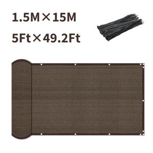 TEMU 헤비듀티 프라이버시 차단 펜스 - 5피트 x 50피트, 정원, 테라스, 뒷마당용 브라운 선쉐이드, 지퍼 타이 포함 - 크리스마스 및 새해 선물로 이상적