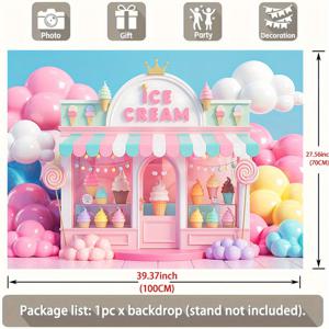 TEMU 1개 기발한 가게 파티 배너 - 생일, 홈 데코, 기숙사, 아파트용 화려한 파스텔 폴리에스터 배경 및 풍선 & 컨페티, 사계절 축하 장식, 캔디 파티 장식, 기숙사 방 장식, 재미있는 디자인, 컬러풀한 디자인, 내구성 있는 장식 패브릭