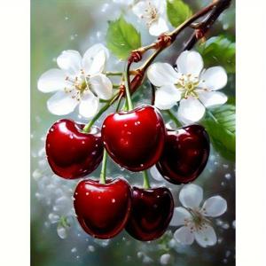 TEMU 1 5D 페인팅 세트 - 벚꽃 가지, 크기 30.0X40.01 Cm, 원형 아크릴 캔버스 미술 용품 및 도구 포함, 액자 없음, 초보자 및 성인에게 적합, 홈 데코 프로젝트에 적합