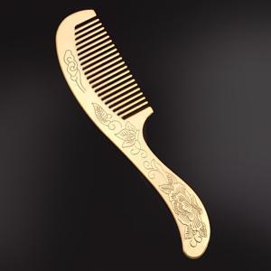 TEMU 꽃무늬 조각이 있는 순수 구리 헤어 빗. 머리 다듬기, 두피 마사지에 적합하며 세척이 용이하며 여행 및 가정용으로 이상적입니다. 남녀 모두에게 적합합니다.