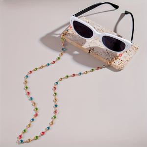 TEMU 1개 세련되고 독특한 컬러풀 유리구슬 안경줄, 여성 파티 선물로 완벽한 아이템